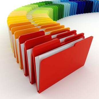 3d colorfull folders, on white background