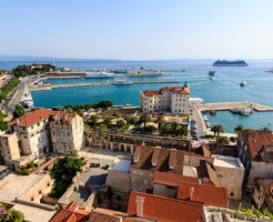 SPLIT, CROATIA - JULY 2: Aerial View on Diocletian Palace and Ci